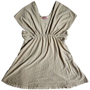 Lu Lu Lamé gold metallic thread cap sleeve v neck top sz S